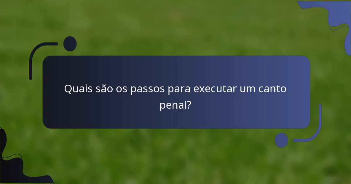 Quais são os passos para executar um canto penal?